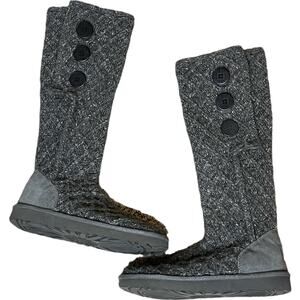 UGG Winter Gray Classic Cardy Wool Sweater Knit Tall Boots Fold Over‎ Sz 8